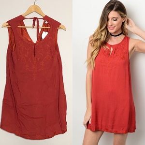 Brick embroidered Mini Dress